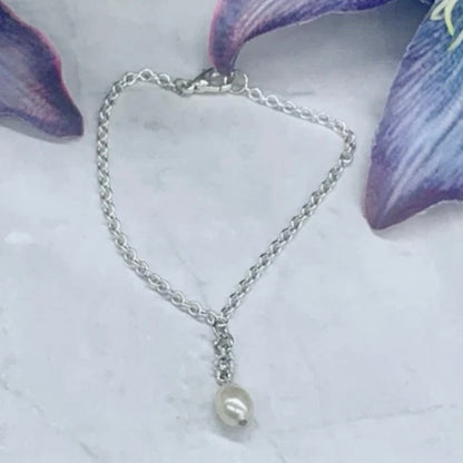 Pearl & Rhinestone Pendant Silver Chain Doll Necklace • 18” Fashion Doll Jewelry