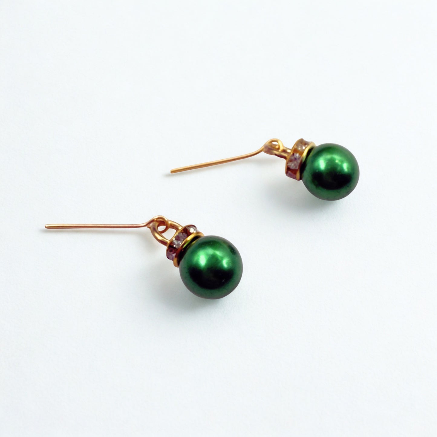 Green Christmas Ornament Charm Dangle Doll Earrings • 18 Inch Fashion Doll Jewelry