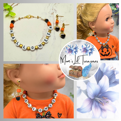 Halloween Beaded Necklace and Earrings Set | for 18 Inch Fashion Doll