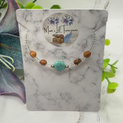 Turquoise Blue Brown Clear Beaded Western Look Doll Necklace • 18 Inch Fashion Doll Jewelry