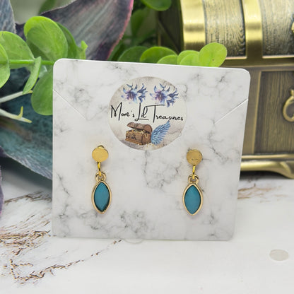 Turquoise & Gold Doll Earring Charms - DANGLE ONLY • 18 Inch Fashion Doll Jewelry