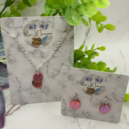 Pink Brown Round Dangle Doll Necklace & Earrings Set • 18 Inch Fashion Doll Jewelry