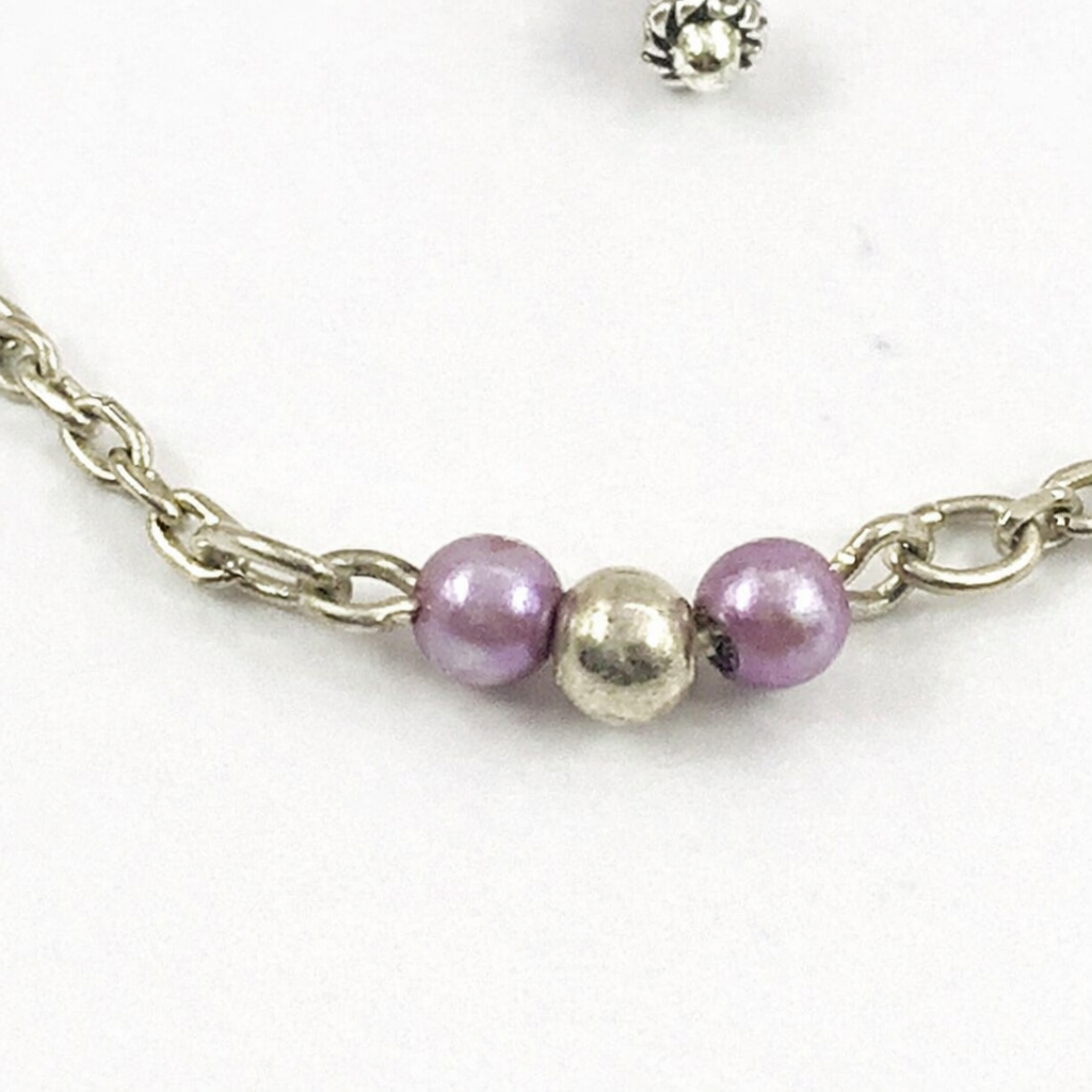 Light Purple Lilac Pearl Silver Necklace Earrings Set • 18 inch Fashion Doll Jewelry