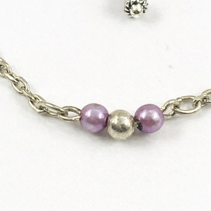 Light Purple Lilac Pearl Silver Necklace Earrings Set • 18 inch Fashion Doll Jewelry