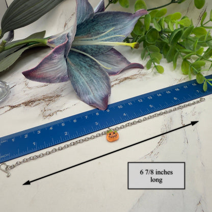 Pumpkin Halloween Acrylic Charm Doll Necklace and Earrings Set • 18 Inch Fashion Doll Jewelry