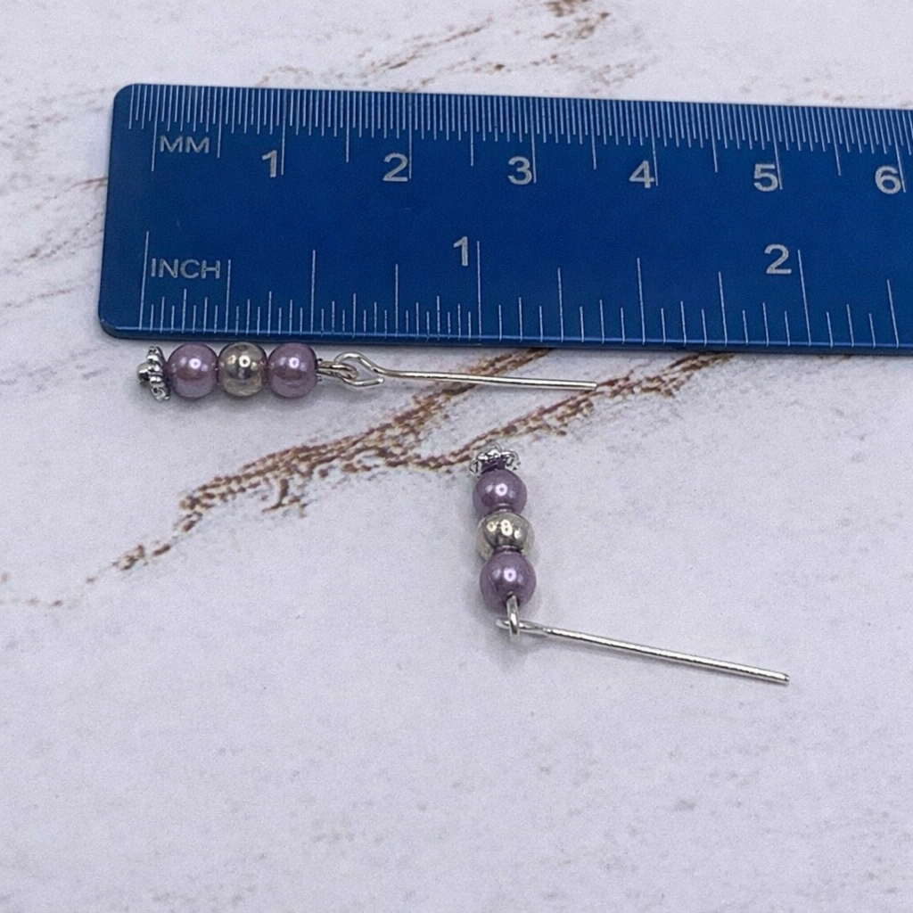 Light Purple Lilac Pearl Silver Necklace Earrings Set • 18 inch Fashion Doll Jewelry