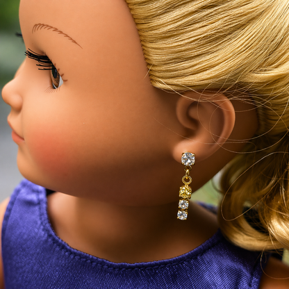 Clear 3 Rhinestone Drop Dangle Post Doll Earrings 
 • 18 Inch Fashion Doll Jewelry