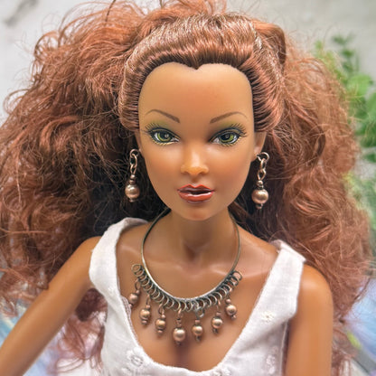 Copper Bronze Dangle Bib Style Doll Necklace & Earrings Set • 16 Inch Fashion Doll Jewelry