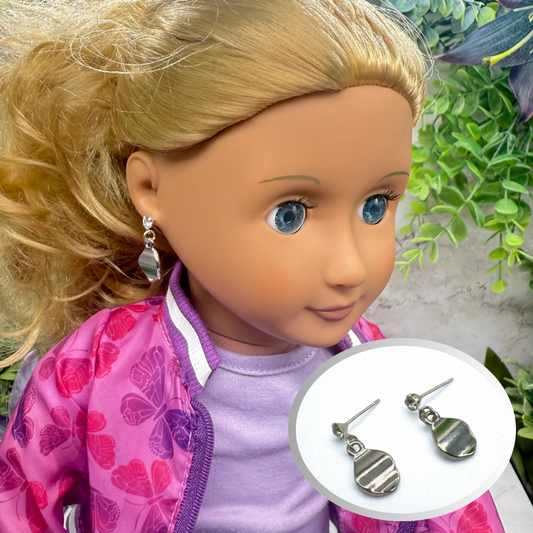 Silver Dangle Clear Rhinestone Post Doll Earrings • 18 Inch Fashion Doll Jewelry