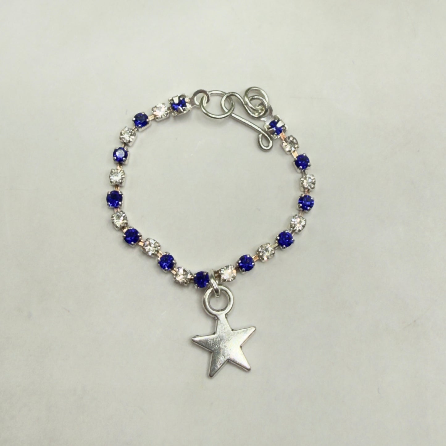 Blue & Clear Rhinestone Silver Star Charm Doll Necklace for 16 Inch Fashion Doll