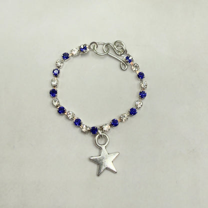 Blue & Clear Rhinestone Silver Star Charm Doll Necklace for 16 Inch Fashion Doll