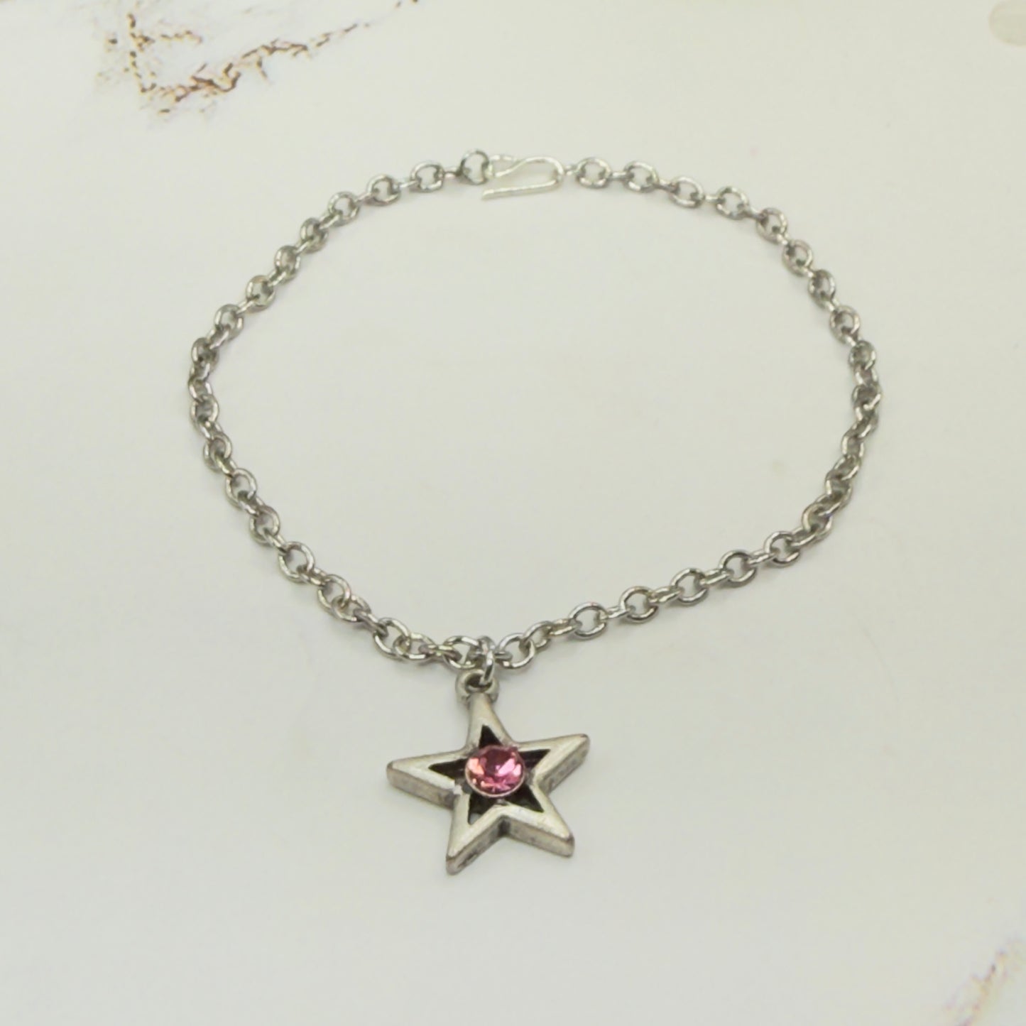 Silver Star Pink Rhinestone Charm Doll Necklace • 18 Inch Fashion Doll Jewelry