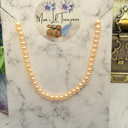 Peach Color Pearl Doll Necklace • 18-22 Inch Fashion Vintage Doll Jewelry
