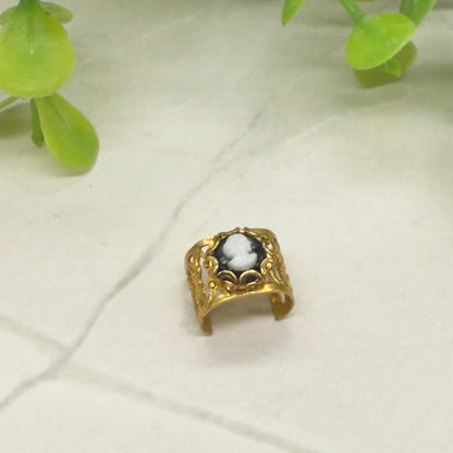 Black & White Cameo Gold Filigree Cuff Doll Bracelet • 16” Fashion Doll Jewelry