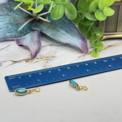 Turquoise & Gold Doll Earring Charms - DANGLE ONLY • 18 Inch Fashion Doll Jewelry