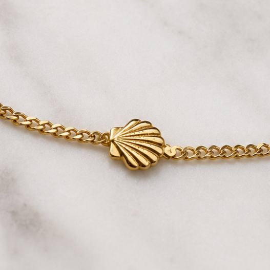 Shell Charm Doll Necklace Gold Tone Chain • 18 inch Fashion Doll Jewelry
