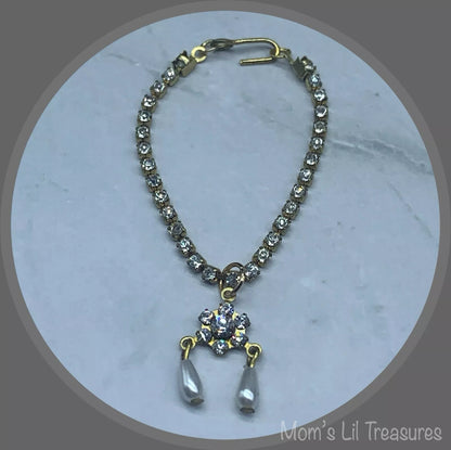16 Inch Fashion Doll Jewelry • Rhinestone Pearl Pendant Doll Necklace