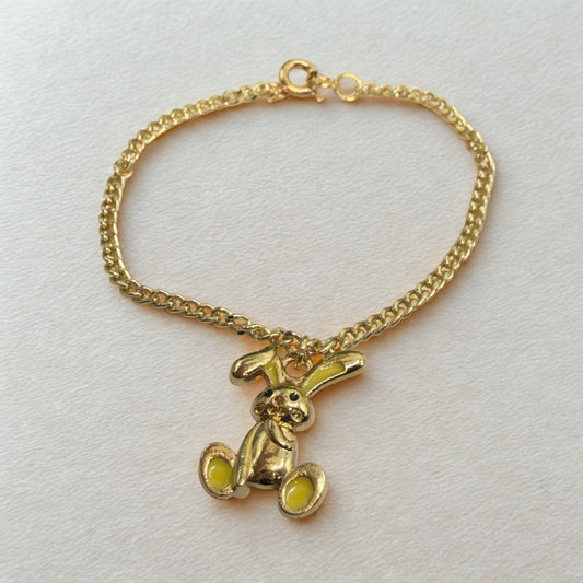 Yellow Ears Paws Floppy Ear Bunny Charm Gold Doll Necklace • 18 Inch Fashion Doll Jewelry