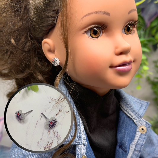 Spider Web Halloween Stud Doll Earrings• 18 Inch Fashion Doll Jewelry