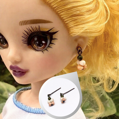 Coral & Cream Dangle Drop Doll Earrings • 10-12” Fashion Doll Jewelry