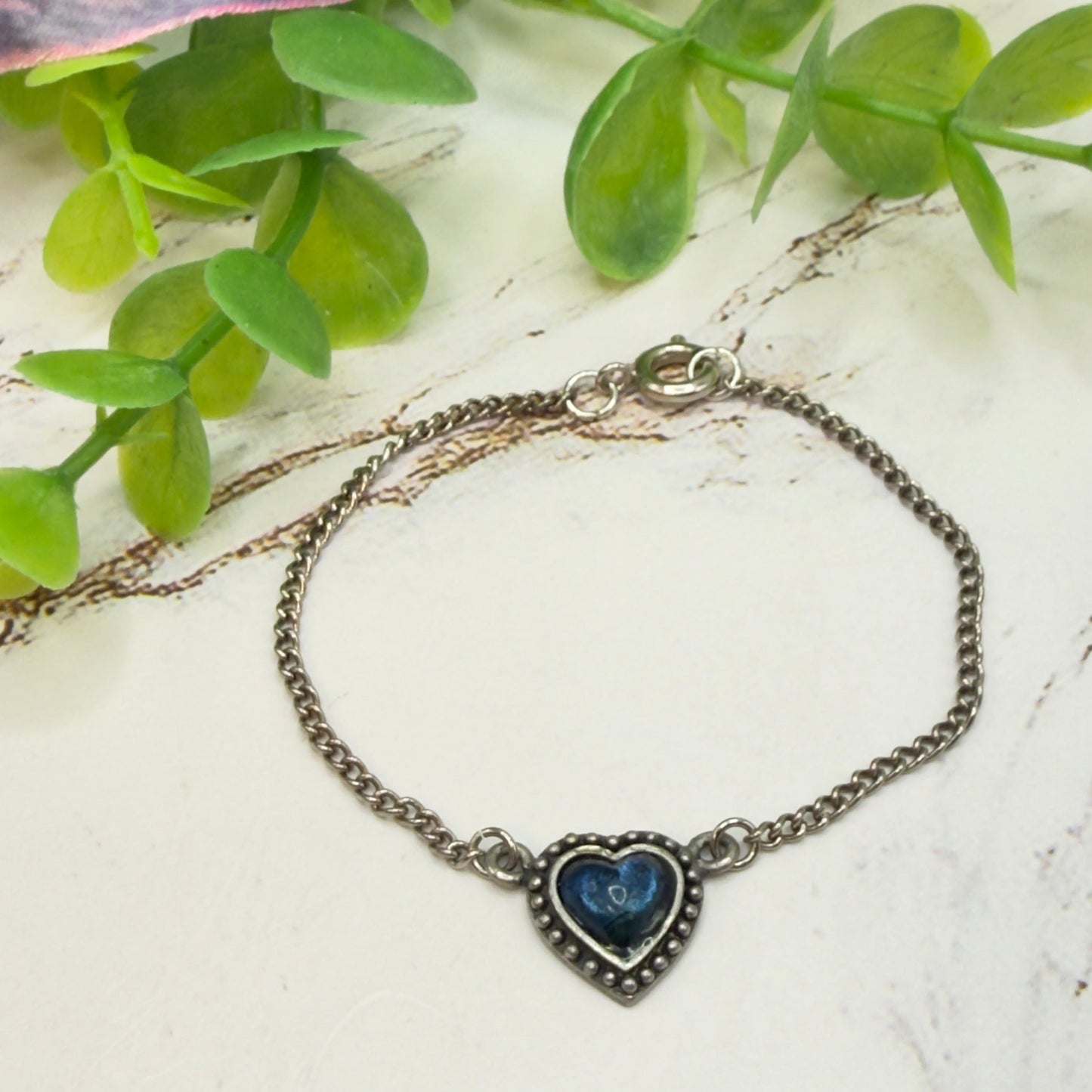 Silver Heart Blue Center Charm Doll Necklace • 18 Inch Fashion Doll Jewelry