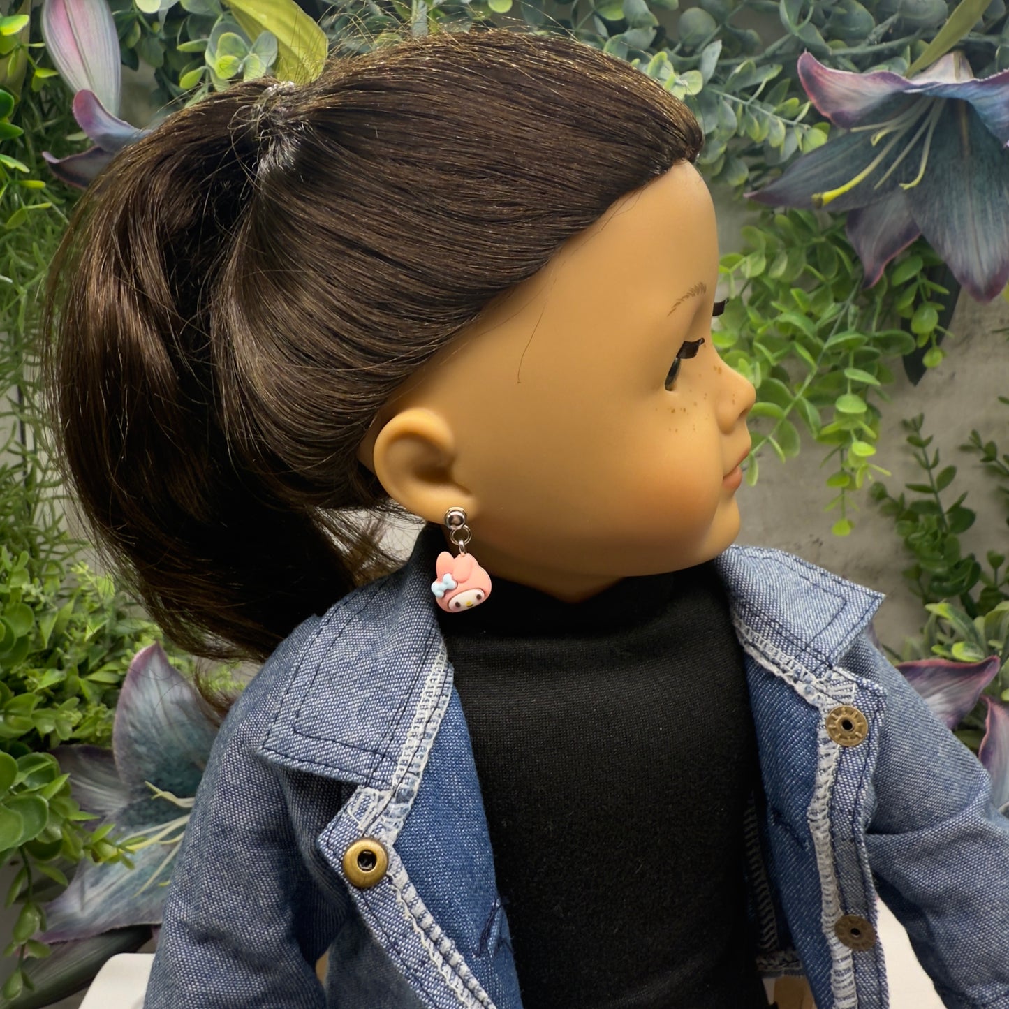 Pink Bunny Melody Sanrio Charm Doll Earring DANGLE ONLY • 18” Fashion Doll Jewelry