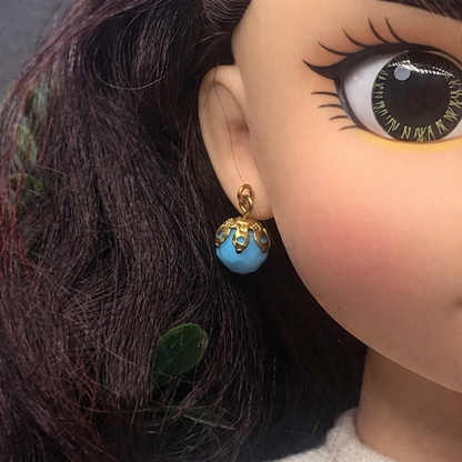 Turquoise Blue Glass Dangle Earrings • 18 Inch Fashion Doll Jewelry
