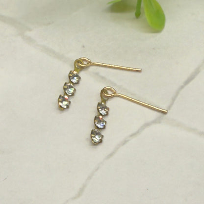 Gold 3 Clear Rhinestone Dangle Doll Earrings • 16 Inch Fashion Doll Jewelry