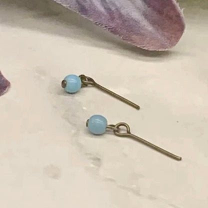 Turquoise Blue Glass Drop Dangle Doll Earrings • 16 Inch Fashion Doll Jewelry
