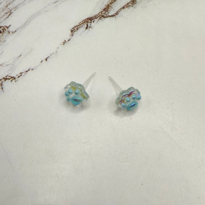 Light Blue Acrylic Paw Print Doll Earrings • 18 Inch Fashion Doll Jewelry