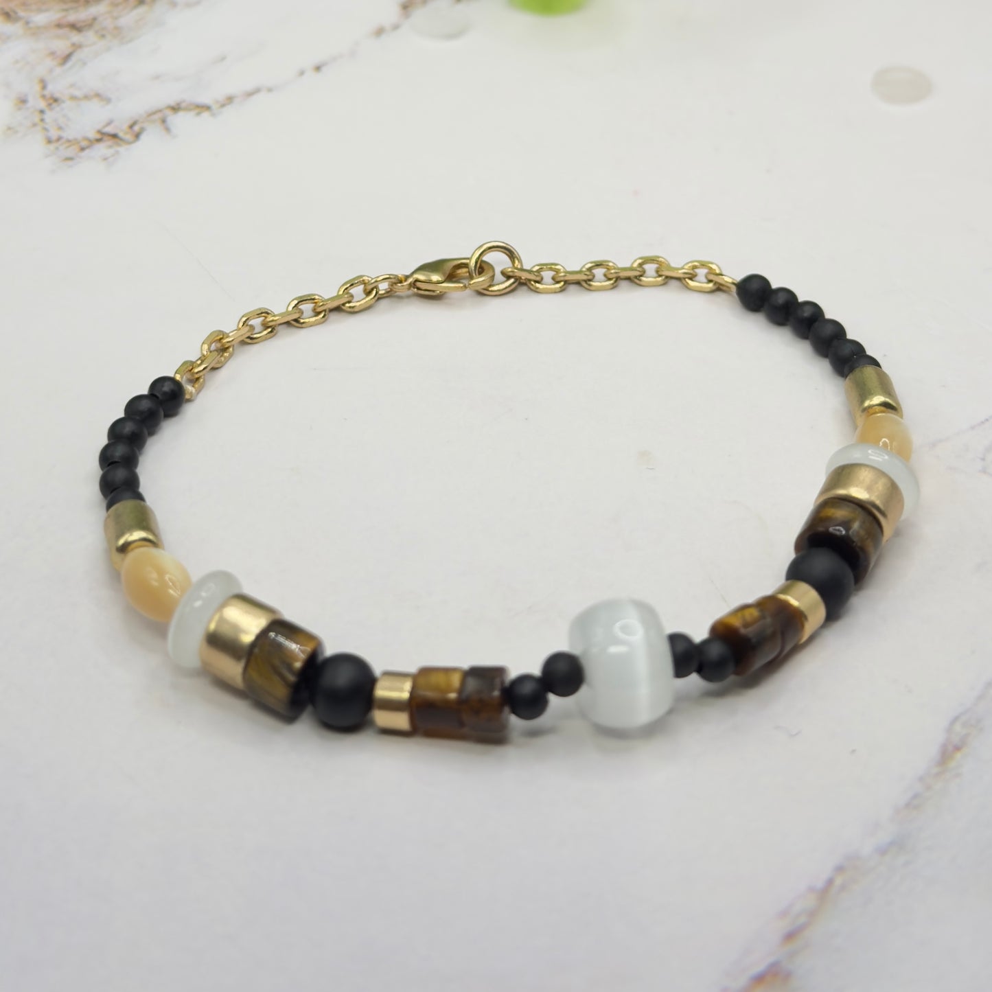 Multi Color Shape Brown Gold Beaded Doll Necklace • 18 Inch Fashion Doll Jewelry