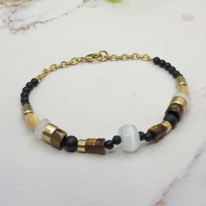 Multi Color Shape Brown Gold Beaded Doll Necklace • 18 Inch Fashion Doll Jewelry