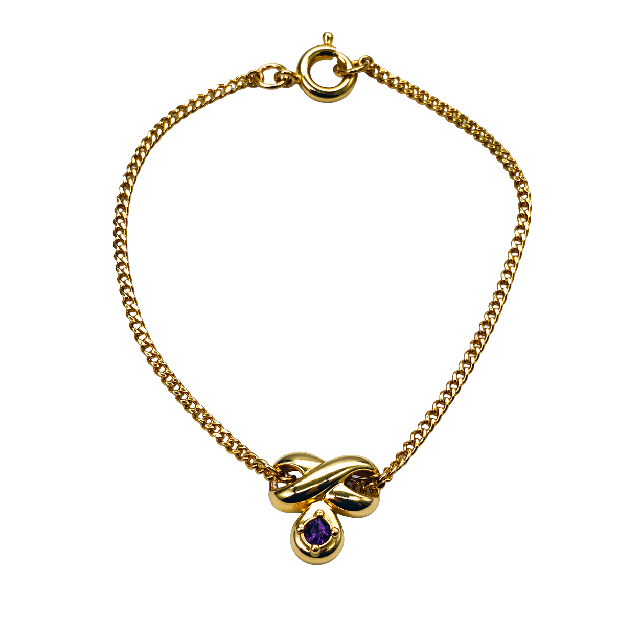 Gold Tone Slide Pendant Purple Rhinestone Doll Necklace for 18 inch Doll Jewelry