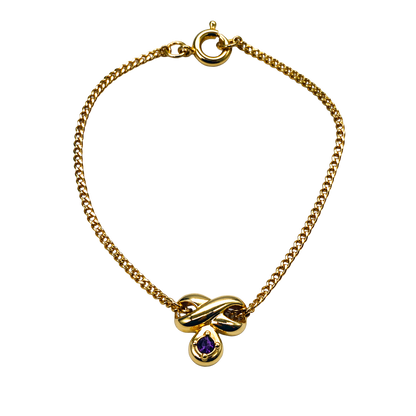 Gold Tone Slide Pendant Purple Rhinestone Doll Necklace for 18 inch Doll Jewelry