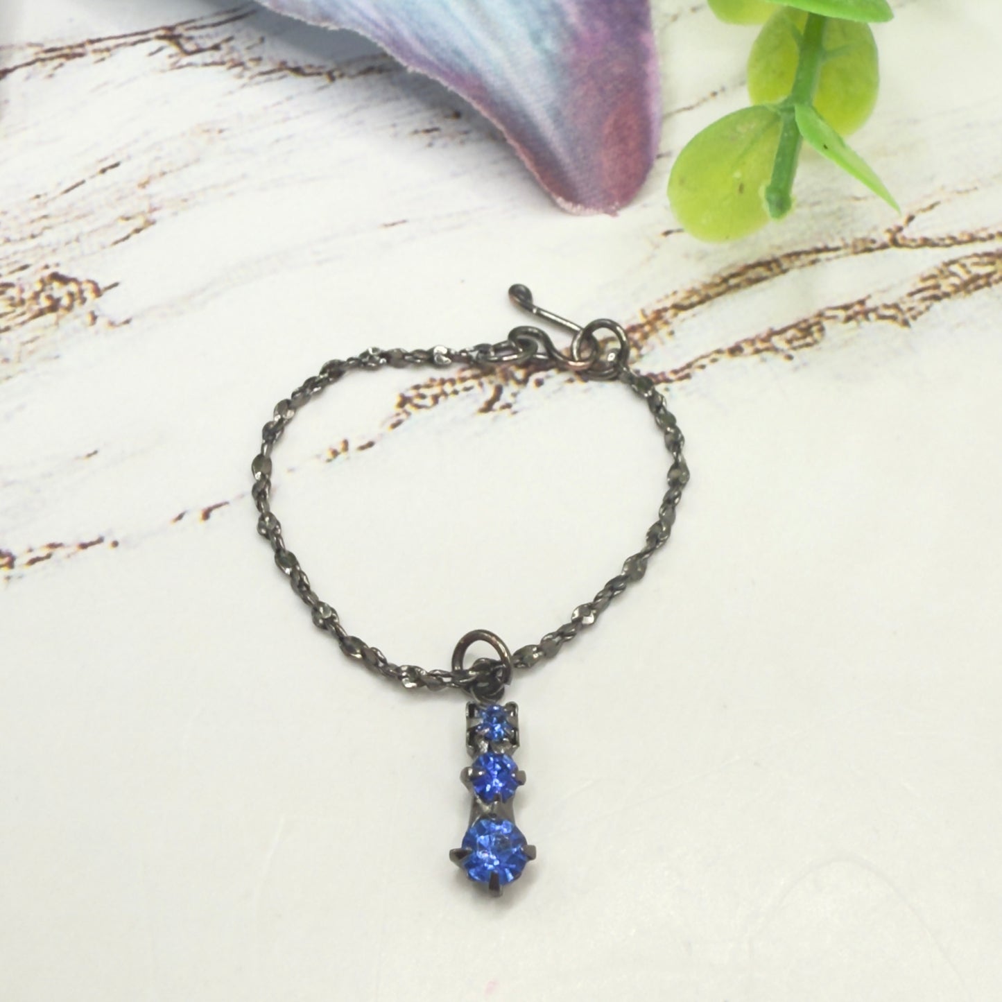 Blue Rhinestone Pendant Black Chain Doll Necklace • 16 Inch Fashion Doll Jewelry