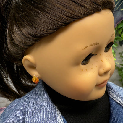 Autumn Fall Leaf Post Doll Earrings • 2mm Post fit 18 Inch Fashion Doll