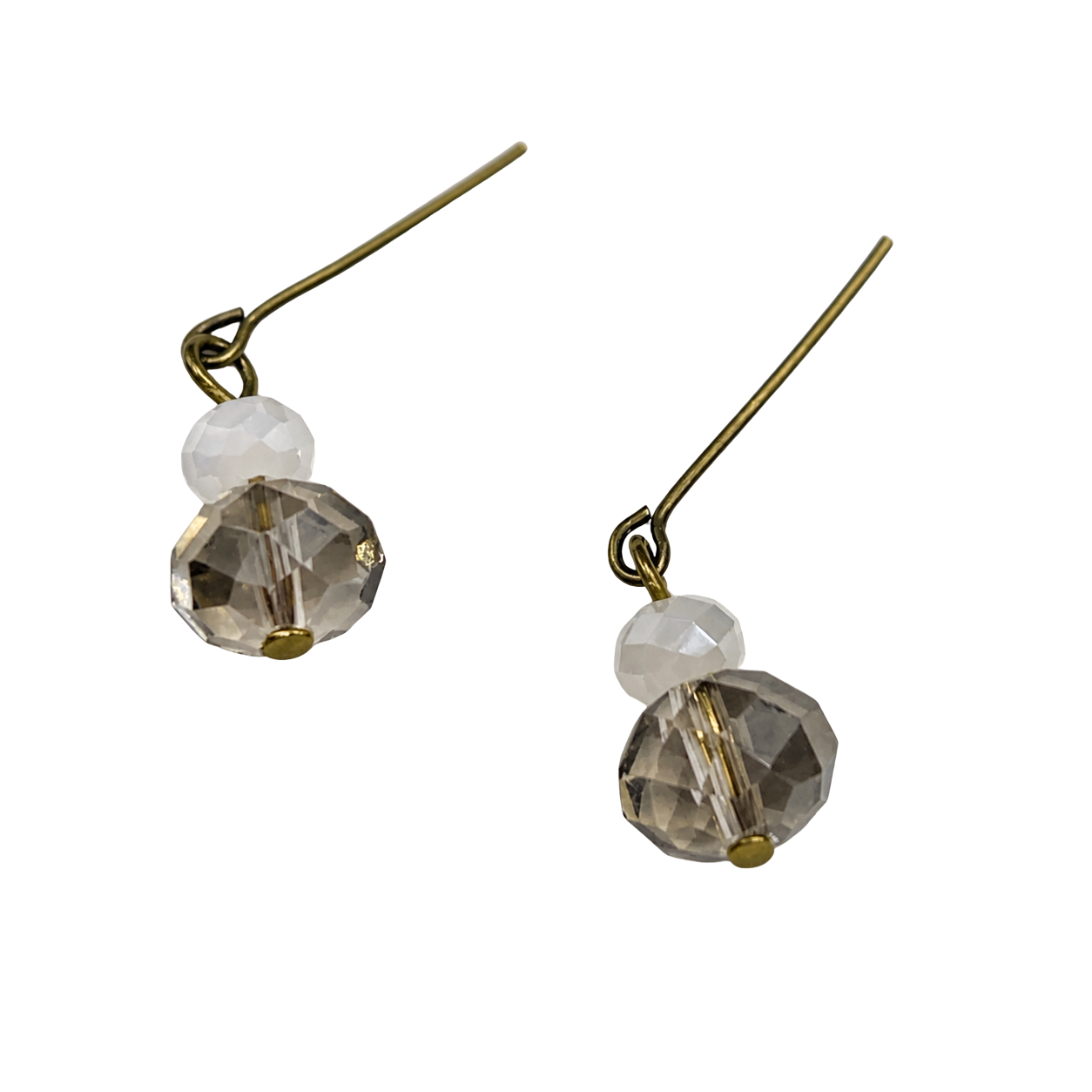Gray Milky Crystal Dangle Doll Earrings • 18-20” Vintage Doll Jewelry
