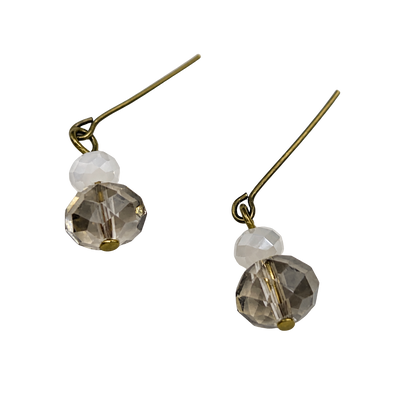 Gray Milky Crystal Dangle Doll Earrings • 18-20” Vintage Doll Jewelry