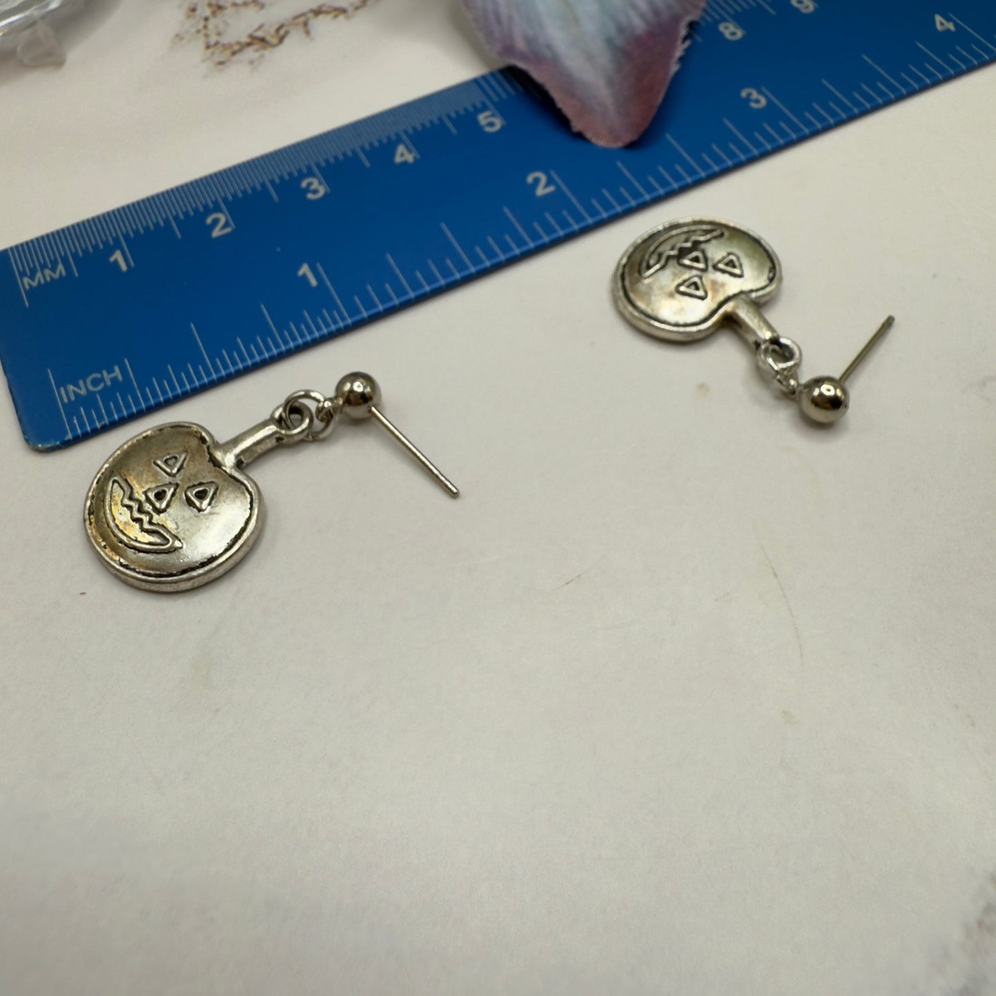 Silver Pumpkin Jack-O-Lantern Halloween Charm Doll Necklace and Earrings Set • 18 Inch Fashion Doll Jewelry