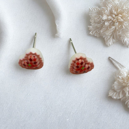 Coral Pink Lattice Design Heart Post Doll Earrings • 18 Inch Fashion Doll Jewelry