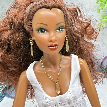 Gold Teardrop Dangle Doll Necklace & Earrings • 16 Inch Fashion Doll Jewelry