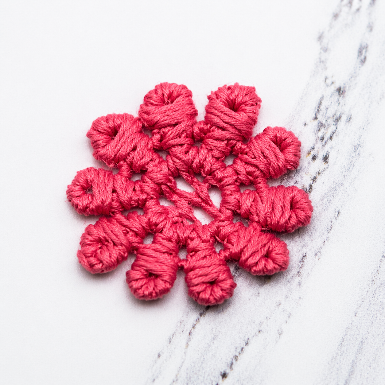 Set Of Six Pink Crochet Fabric Doilies Doily • Dollhouse Miniature Decor