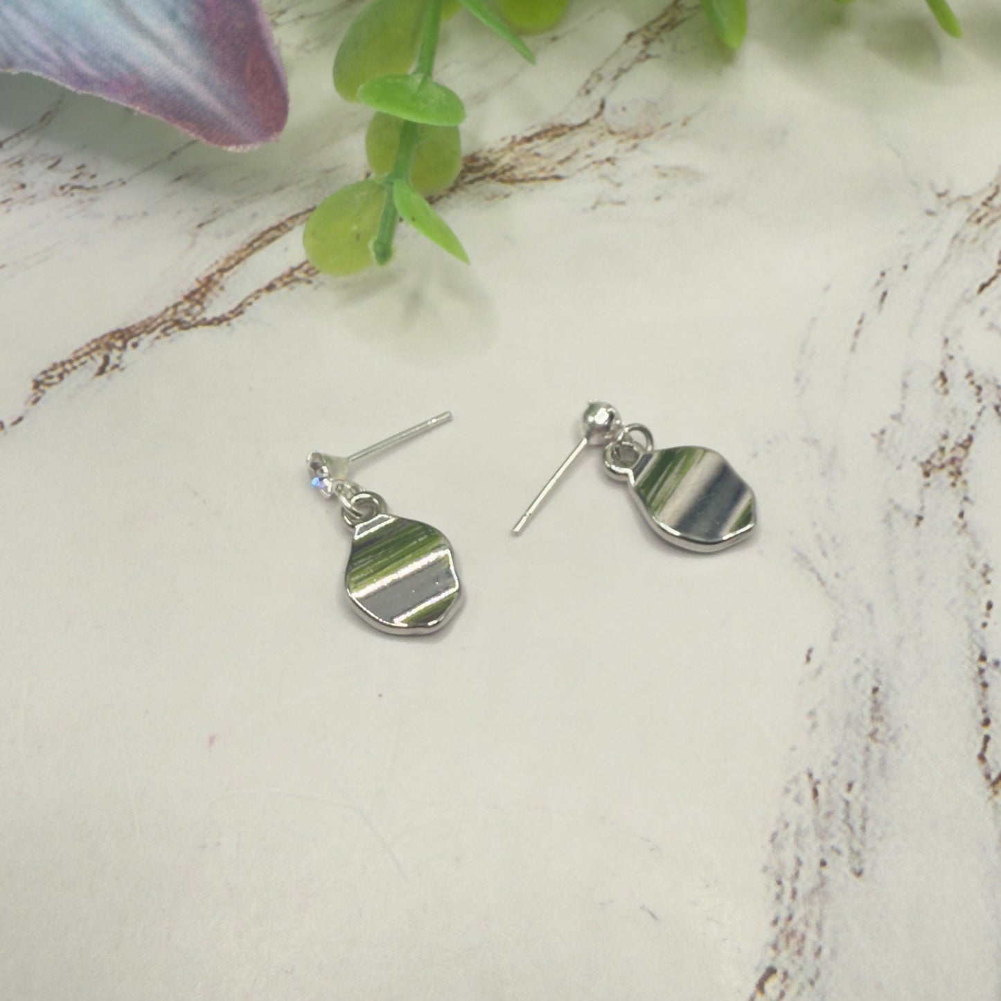 Silver Dangle Clear Rhinestone Post Doll Earrings • 18 Inch Fashion Doll Jewelry