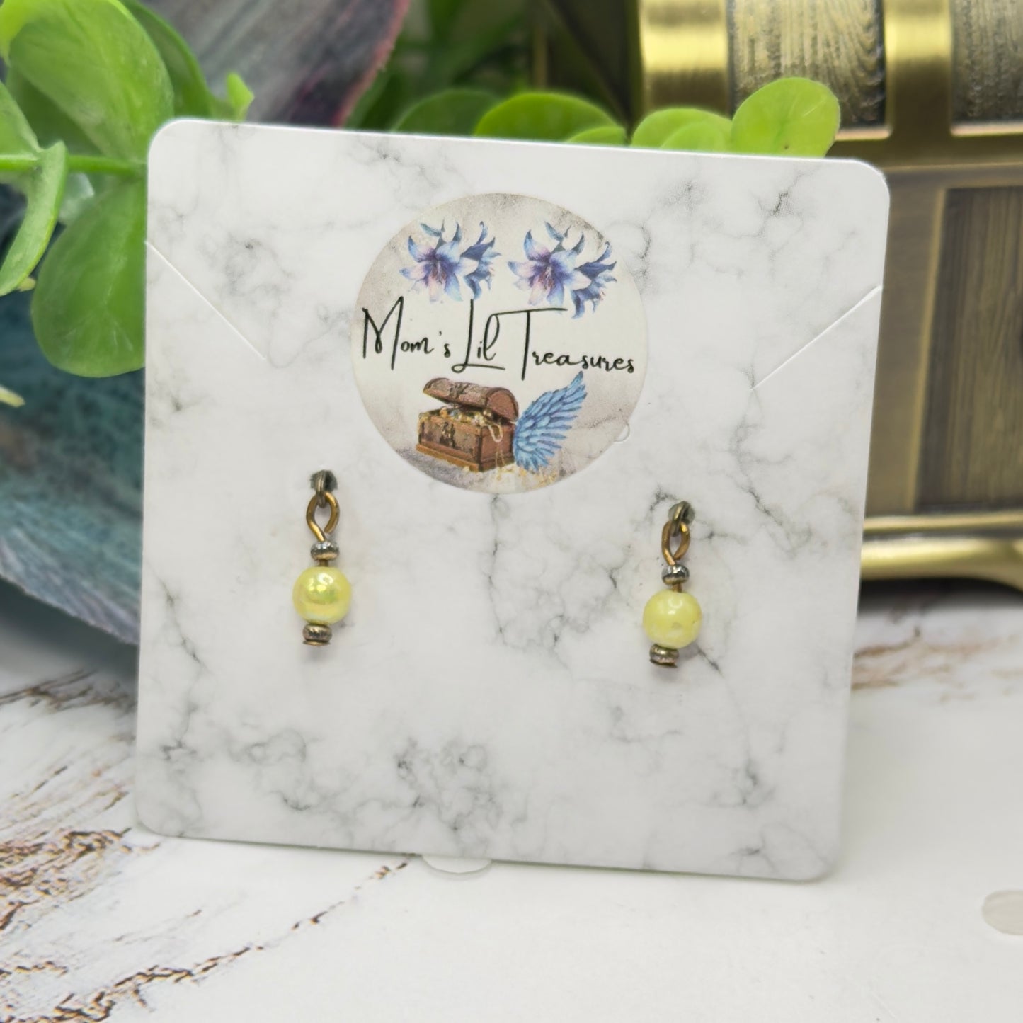 Yellow Iridescent Pearl Doll Earrings • 16 Inch Fashion Doll Jewelry