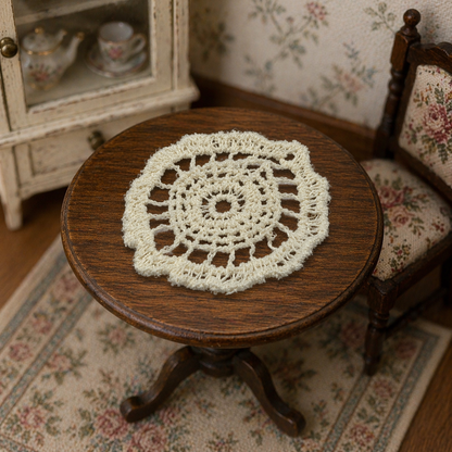 Set of 2 Off White Cream Crochet Fabric Doilies Doily • Dollhouse Miniatures