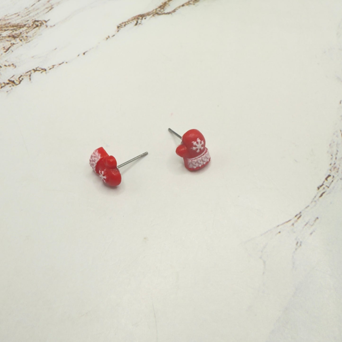 Red Christmas Winter Mitten Post Doll Earrings • 18 Inch Fashion Doll Jewelry