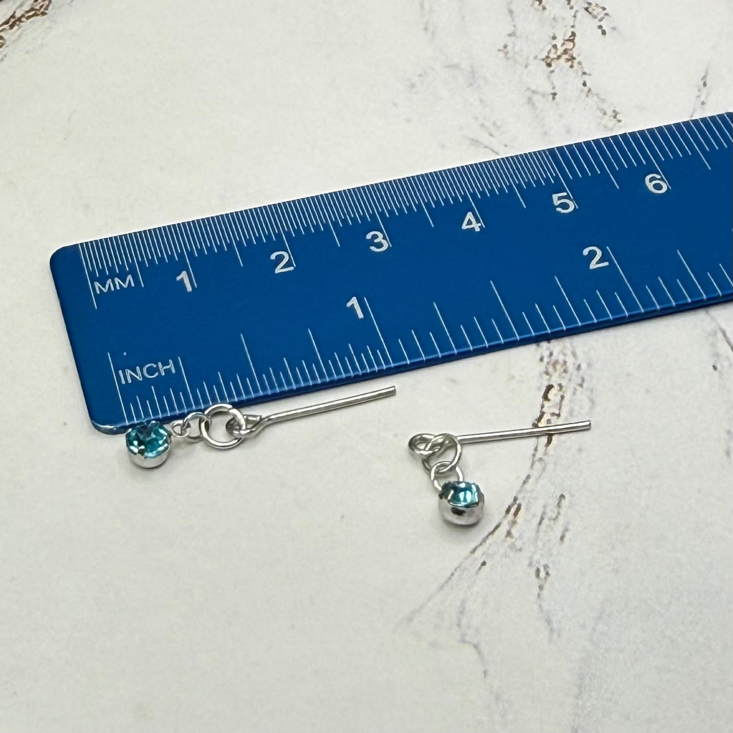 Teal Blue Rhinestone Silver Butterfly Charm Doll Necklace & Earrings Set for 14 Inch Fashion Dolls