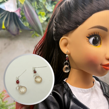 Red Accent Yellow Peach Translucent Acrylic Crystal Teardrop Dangle Doll Earrings • 18 Inch Fashion Doll Jewelry