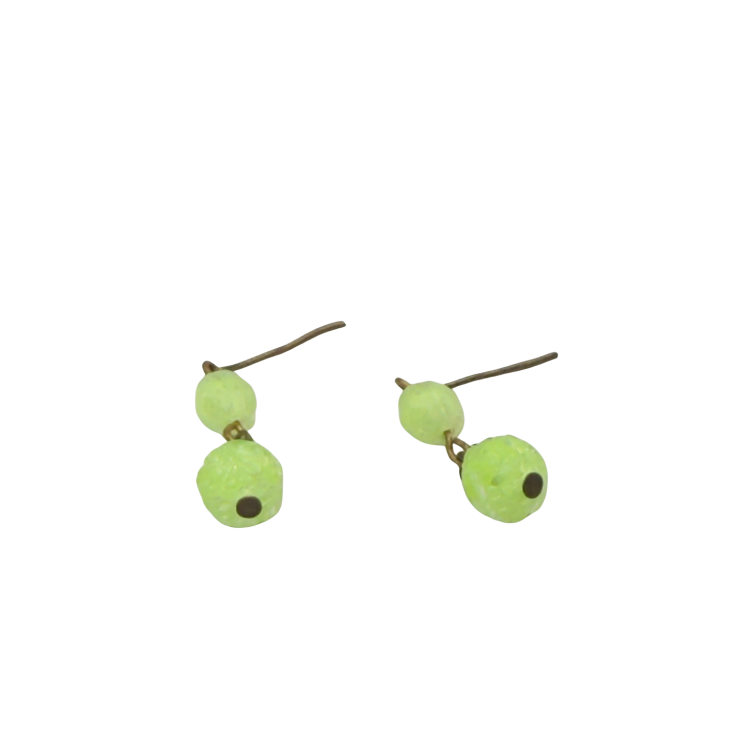 Lime Green Textured Beads Bronze Setting Dangle Doll Earrings • 18 Inch Fashion Doll Jewelry