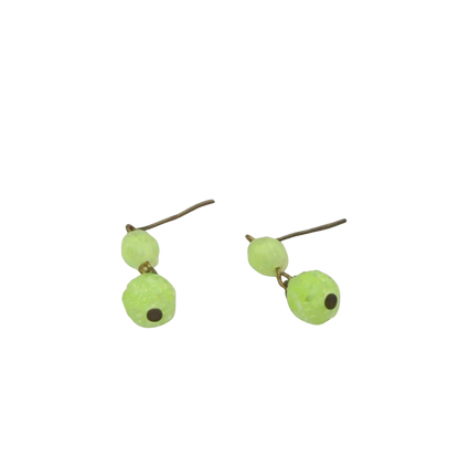 Lime Green Textured Beads Bronze Setting Dangle Doll Earrings • 18 Inch Fashion Doll Jewelry